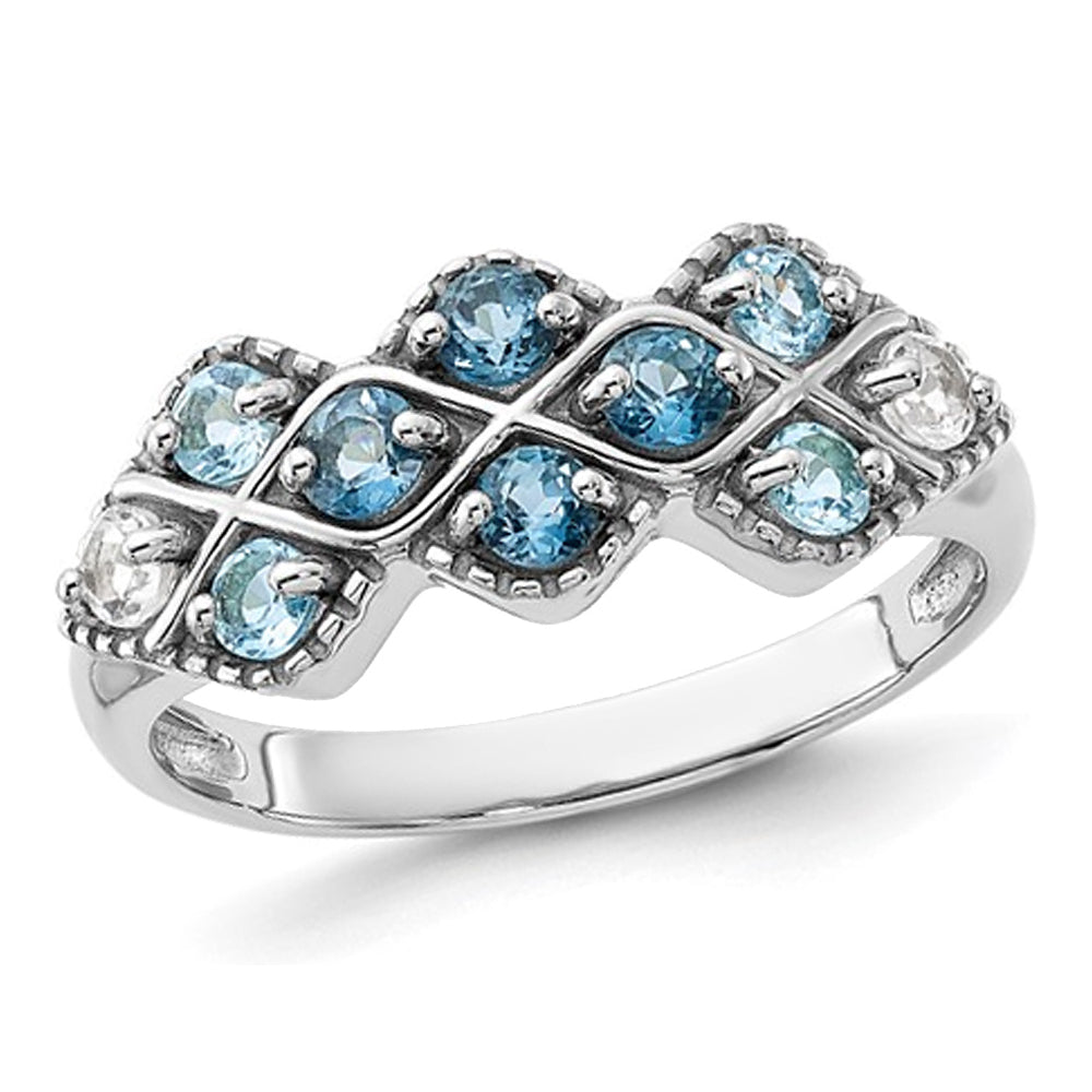 4/5 Carat (ctw) London Blue Topaz and White Topaz Ring in Sterling Silver Image 1