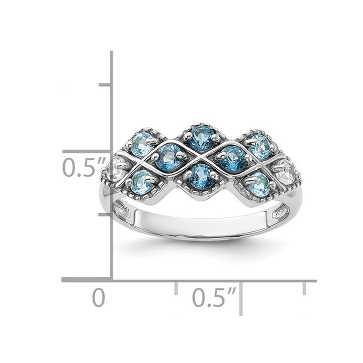 4/5 Carat (ctw) London Blue Topaz and White Topaz Ring in Sterling Silver Image 3