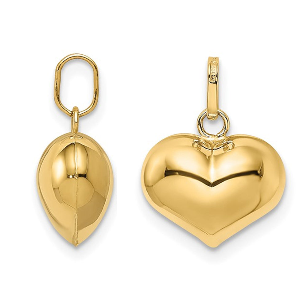 14K Yellow Gold Heart Pendant Necklace with Chain Image 3