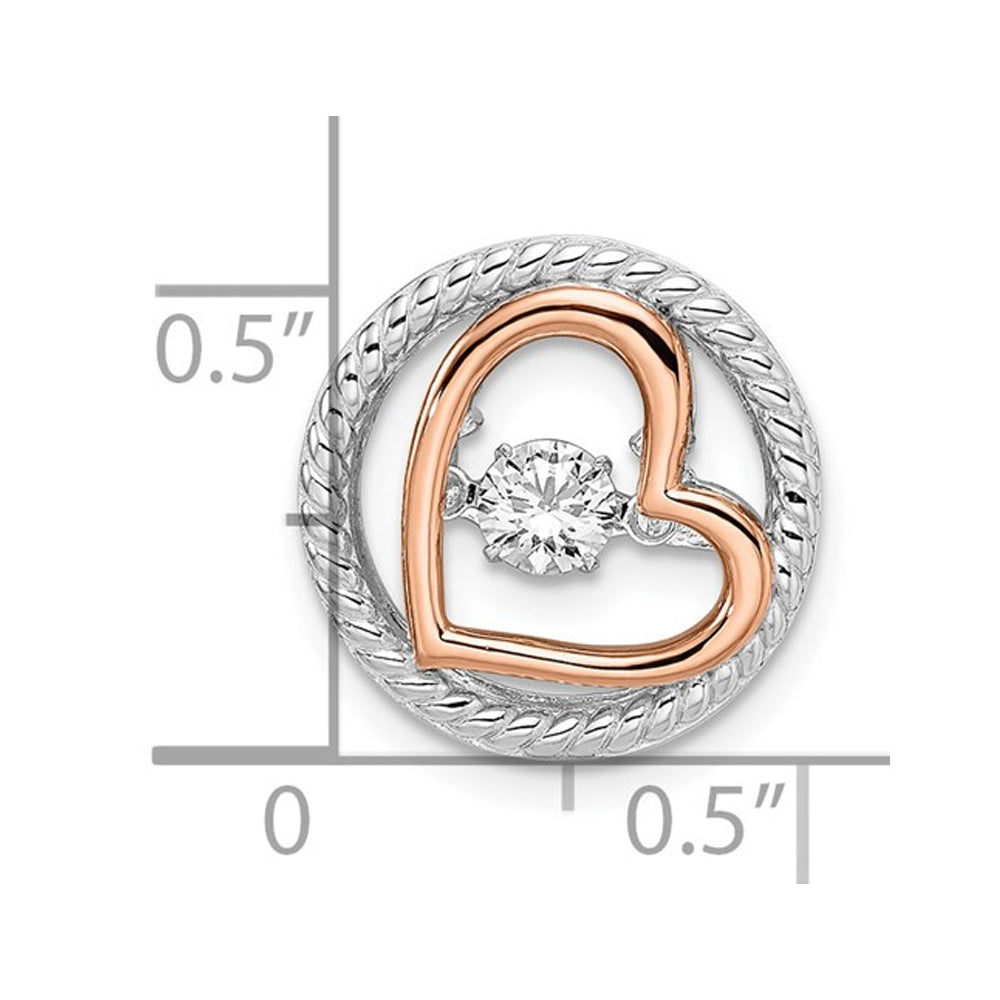 Synthetic Cubic Zirconia (CZ) Two Tone Open Heart Pendant Necklace in Sterling Silver Image 2