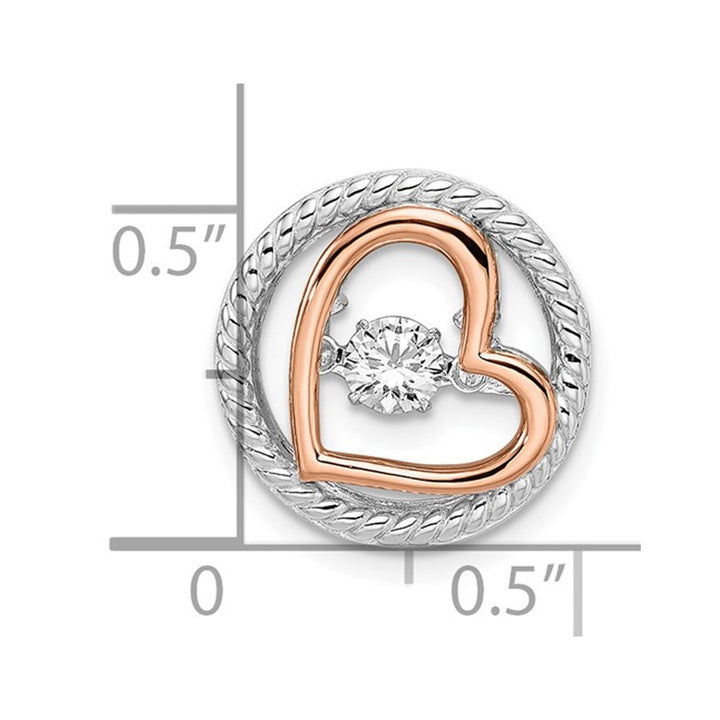 Synthetic Cubic Zirconia (CZ) Two Tone Open Heart Pendant Necklace in Sterling Silver Image 2