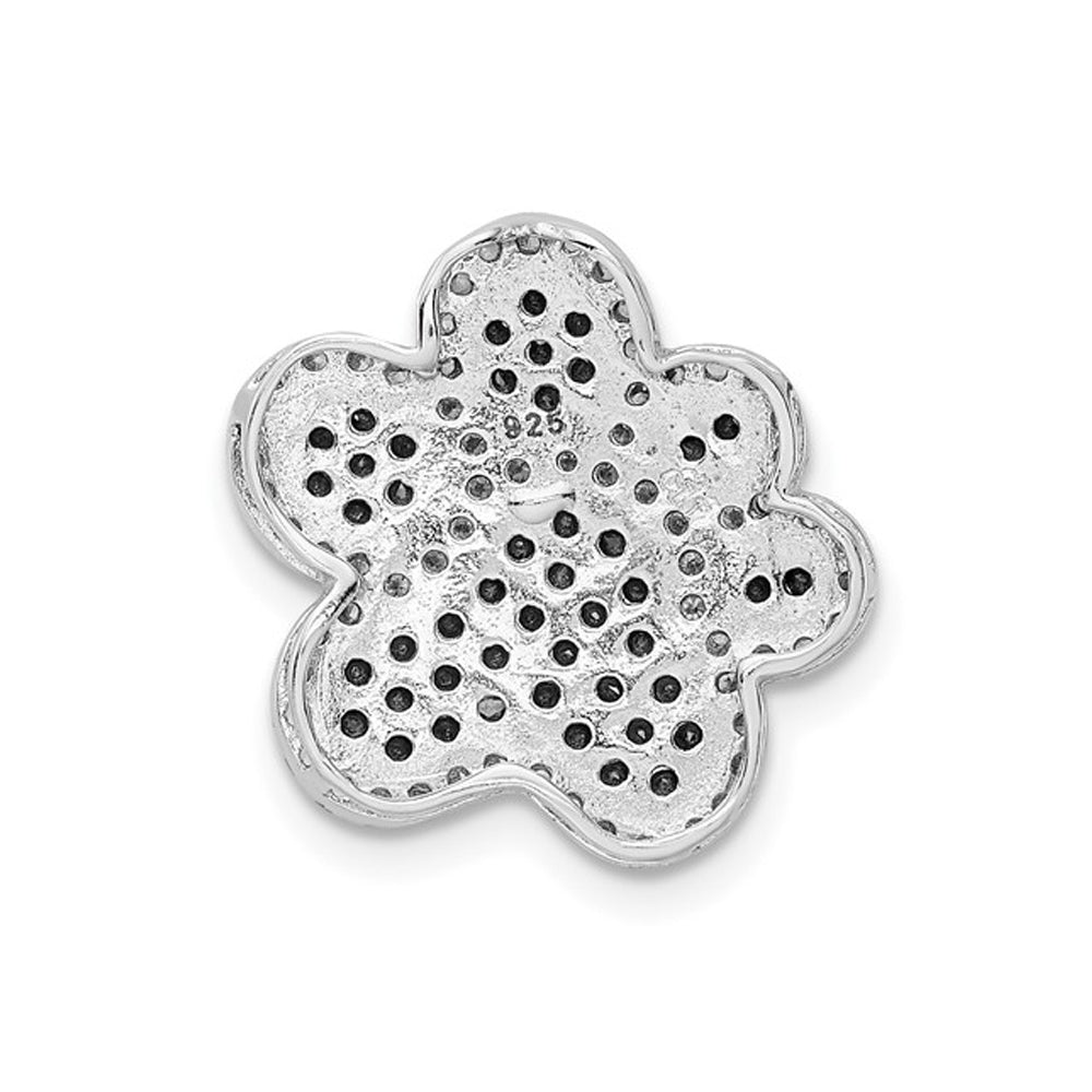 Black and White Synthetic Cubic Zirconia (CZ) Paw Print Charm Pendant Necklace in Sterling Silver Image 2