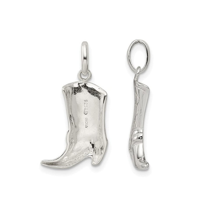 Sterling Silver Cowboy Boot Charm Pendant Necklace in with Chain Image 3