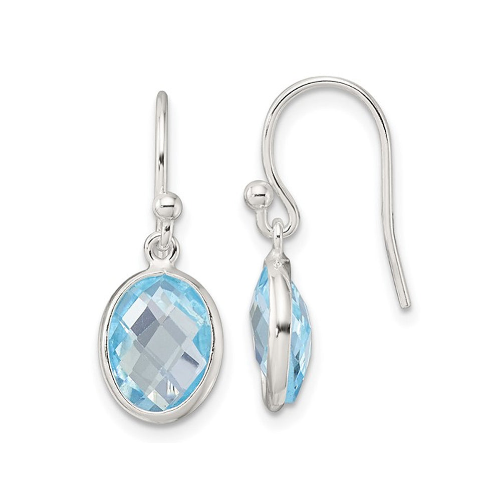 4.25 Carat (ctw) Blue Topaz Dangle Earrings in Sterling Silver Image 1