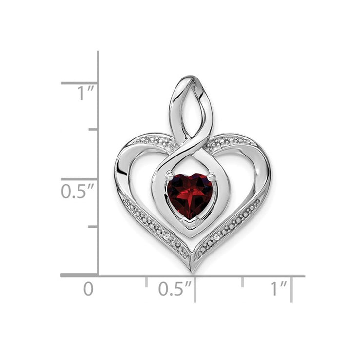 Natural Red Garnet 9/10 Carat (ctw) Heart Pendant Necklace in Sterling Silver with Chain Image 2