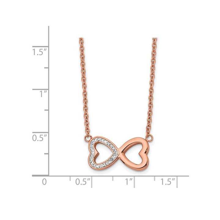 Stainless Steel Polished Rose Heart Pendant Necklace with 16.5 inch Extendable Necklace Image 2