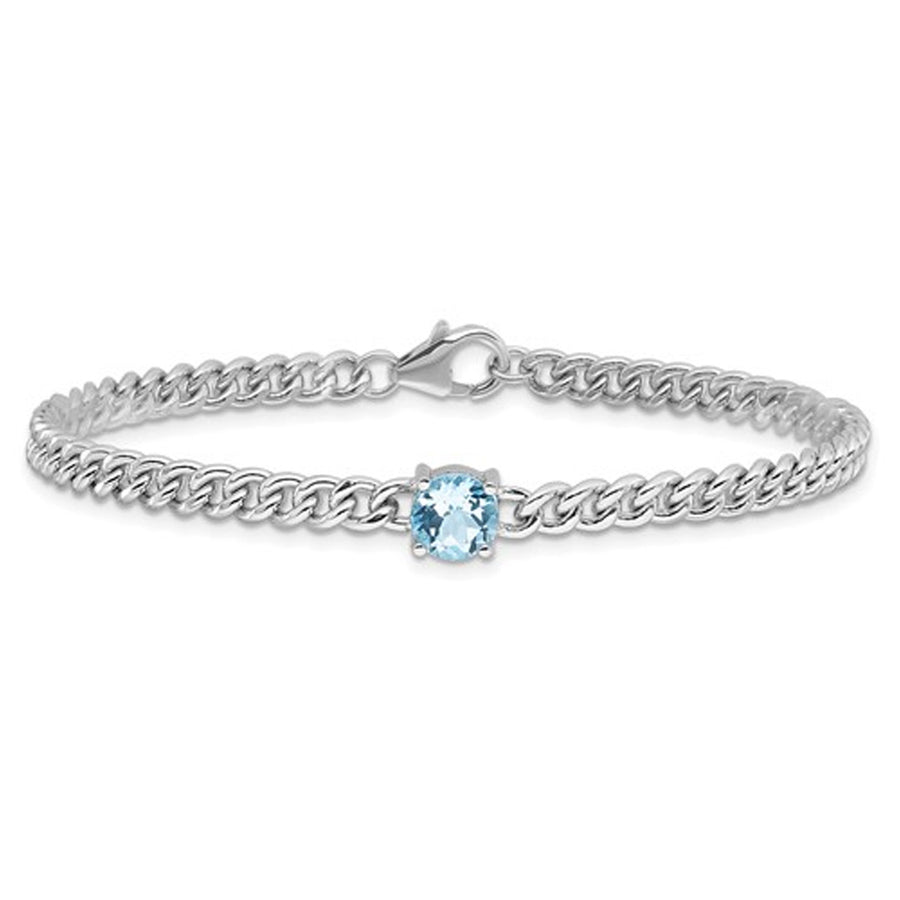 1.00 Carat (ctw) Blue Topaz Bracelet in Sterling Silver Image 1