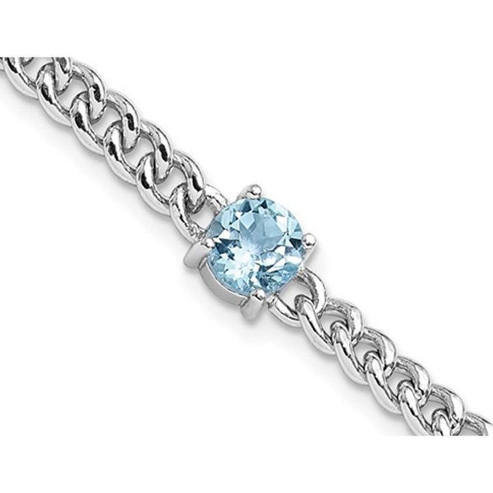 1.00 Carat (ctw) Blue Topaz Bracelet in Sterling Silver Image 4