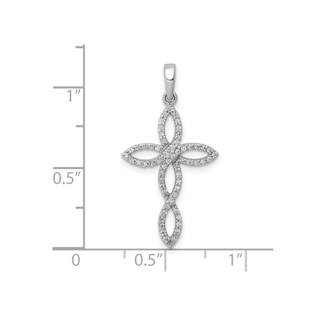 1/4 Carat (ctw) Diamond Cross Pendant Necklace in 10K White Gold with Chain Image 2