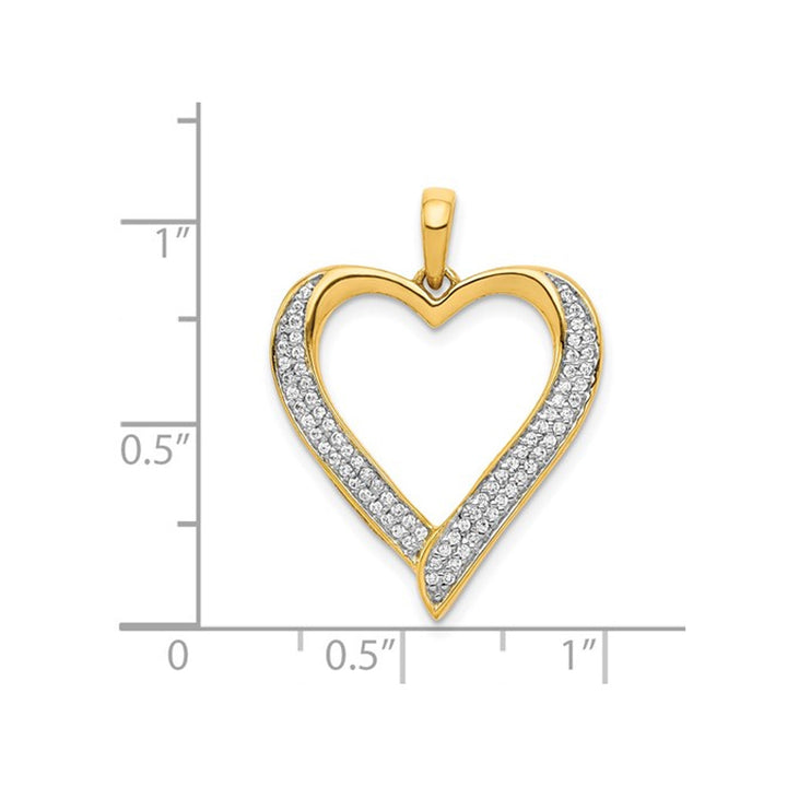 1/5 Carat (ctw) Diamond Heart Pendant Necklace in 14K Yellow Gold with Chain Image 2