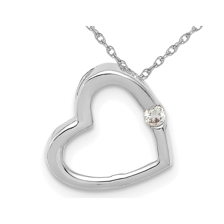 10K White Gold Heart Pendant Necklace with Chain and Diamond Accent Image 1