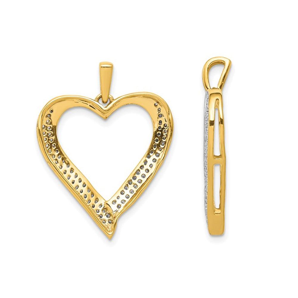 1/5 Carat (ctw) Diamond Heart Pendant Necklace in 14K Yellow Gold with Chain Image 3