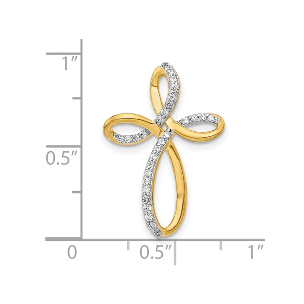 1/7 Carat (ctw) Diamond Cross Pendant Necklace in 10K Yellow Gold with Chain Image 2