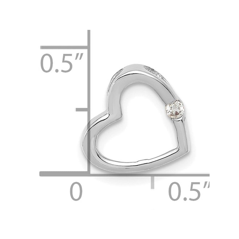 10K White Gold Heart Pendant Necklace with Chain and Diamond Accent Image 2