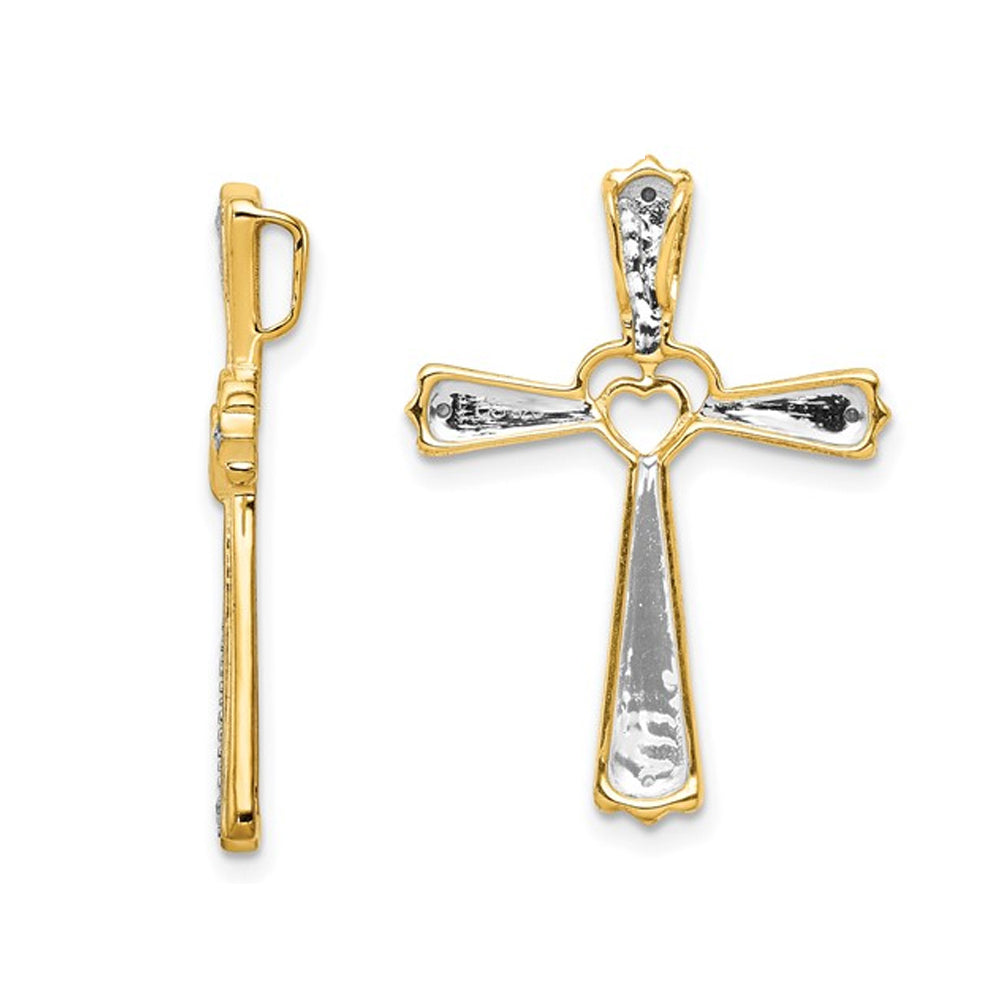 10K Yellow Gold Cross Pendant Necklace with Chain and Diamond Accent Image 2