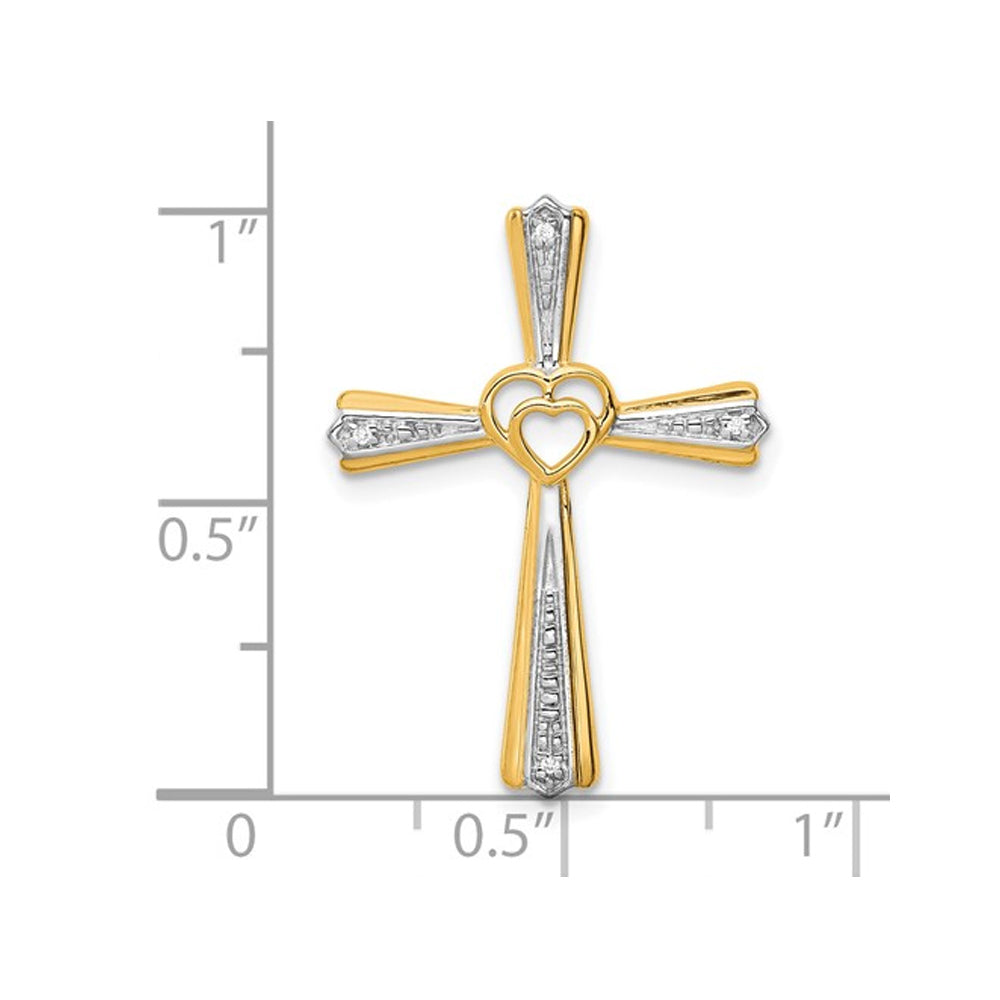 10K Yellow Gold Cross Pendant Necklace with Chain and Diamond Accent Image 3