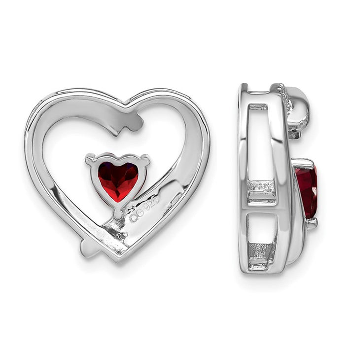 Natural Red Garnet 1/2 Carat (ctw) Heart Pendant Necklace in Sterling Silver with Chain Image 2