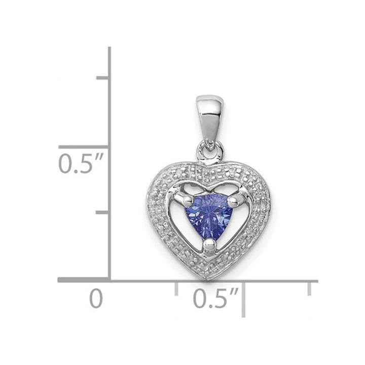 Sterling Silver Tanzanite Heart Pendant Necklace with Chian 1/3 Carat (ctw) Image 2