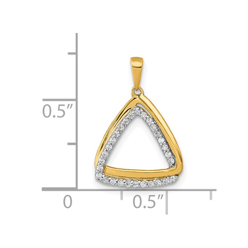 1/7 Carat (ctw) Diamond Double Triangle Pendant Necklace in 10K Yellow Gold with Chain Image 2
