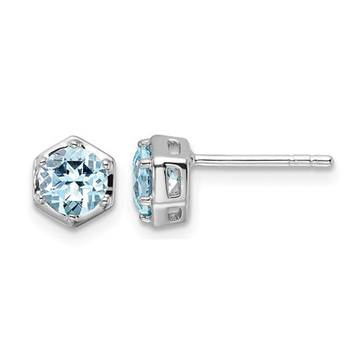 1.00 Carat (ctw) Blue Topaz Solitaire Earrings in Sterling Silver Image 1