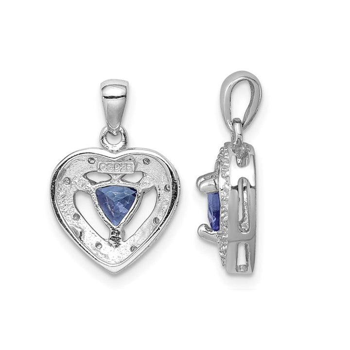 Sterling Silver Tanzanite Heart Pendant Necklace with Chian 1/3 Carat (ctw) Image 3