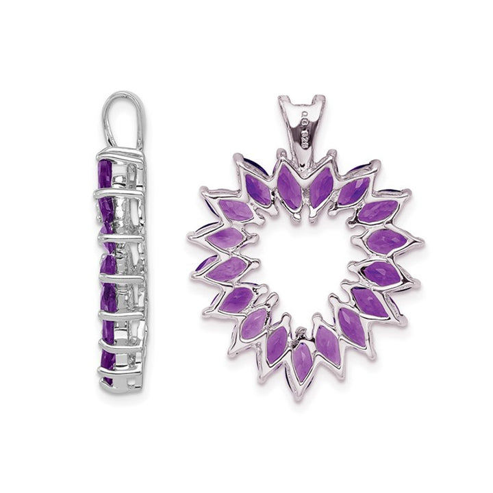 1.45 Carat (ctw) Natural Amethyst Heart Pendant Necklace in Sterling Silver with Chain Image 3