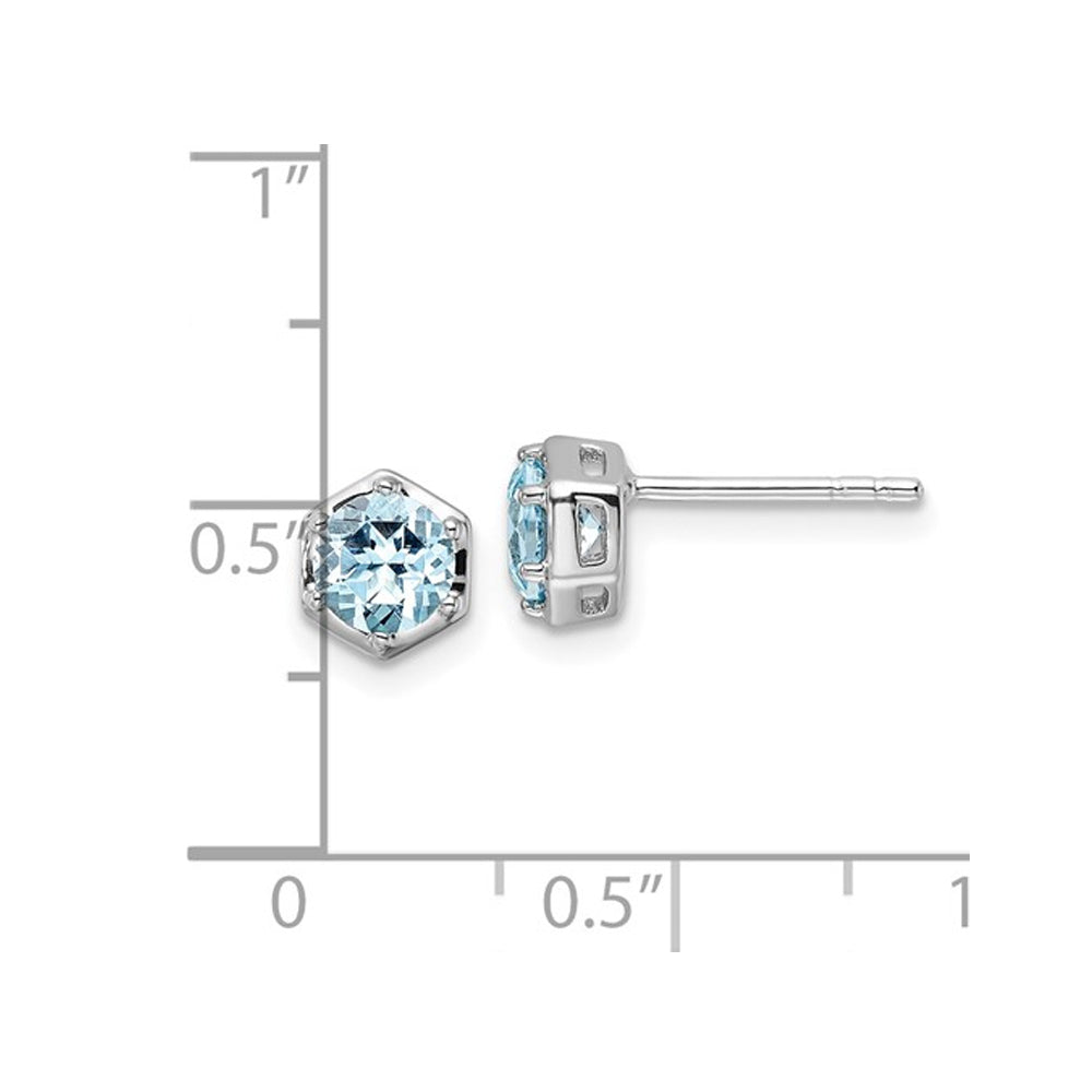 1.00 Carat (ctw) Blue Topaz Solitaire Earrings in Sterling Silver Image 4