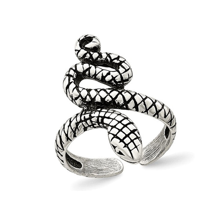 Sterling Silver Antiqued Snake Toe Ring Image 1