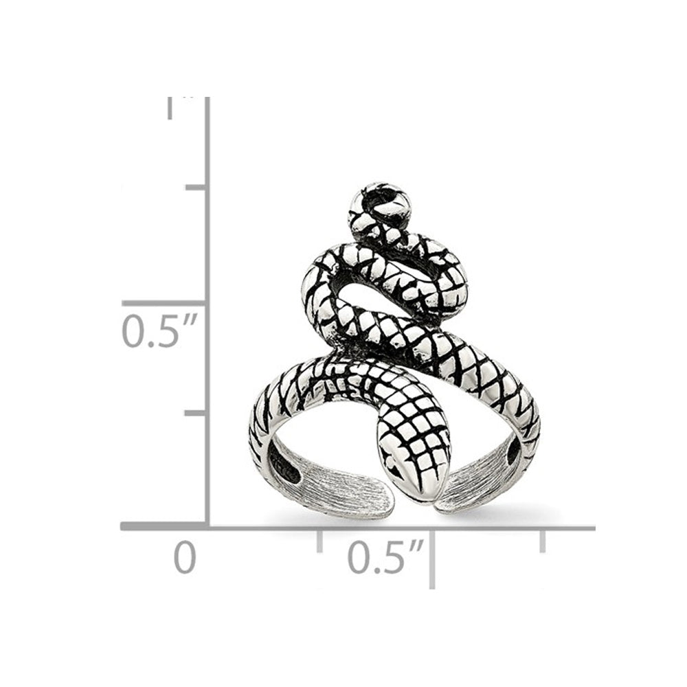 Sterling Silver Antiqued Snake Toe Ring Image 2