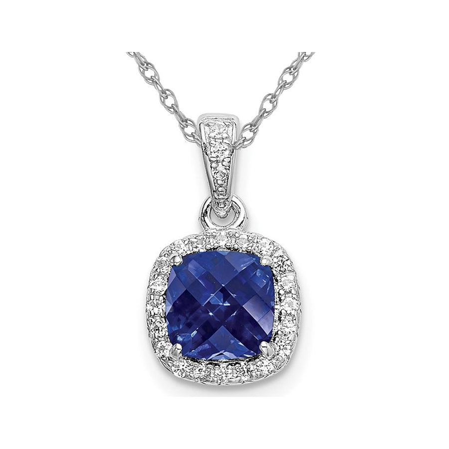 1.29 Carat (ctw) Lab-Created Blue and White Sapphire Pendant Necklace in Sterling Silver with Chain Image 1