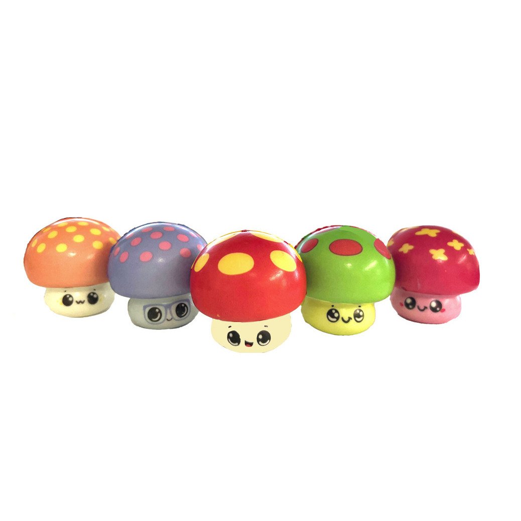 6 Piece Pack 3.25" Squishy Mushroom Assortment Squeeze Stress Toy TY555 party favor Image 1