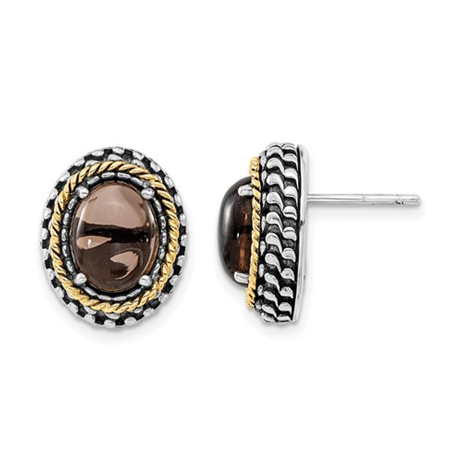 4.30 Carat (ctw) Oval Smoky Quartz Earrings in Oval Sterling Silver Image 1