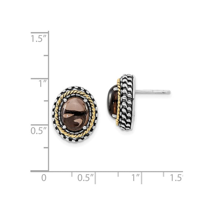4.30 Carat (ctw) Oval Smoky Quartz Earrings in Oval Sterling Silver Image 3