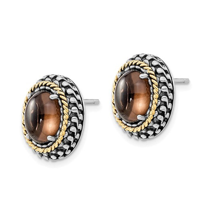 4.30 Carat (ctw) Oval Smoky Quartz Earrings in Oval Sterling Silver Image 4