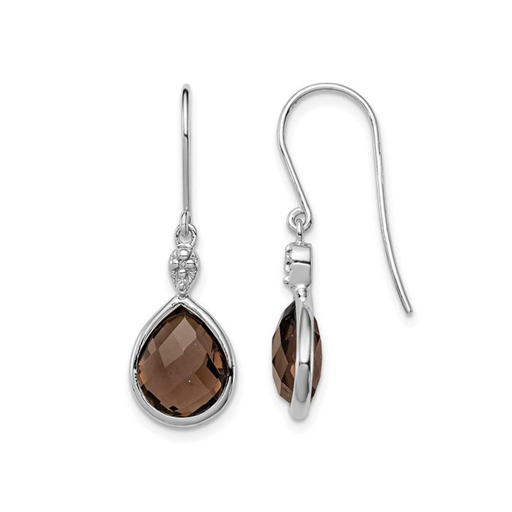 9.60 Carat (ctw) Smoky Quartz Dangle Earrings in Sterling Silver Image 1