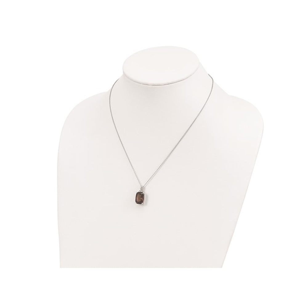 5.80 Carat (ctw) Smoky Quartz Pendant Necklace in Sterling Silver with 14K Gold Accents Image 2