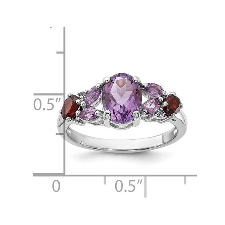 2.15 Carat (ctw) Amethyst Garnet and Pink Quartz Ring in Sterling Silver Image 3