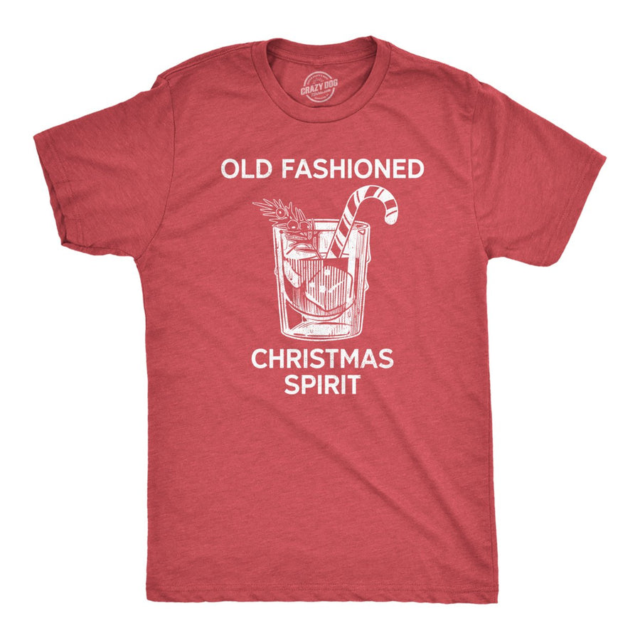 Mens Old Fashioned Christmas Spirit Tee Funny Xmas Mixed Drink Lovers Tee For Guys Image 1