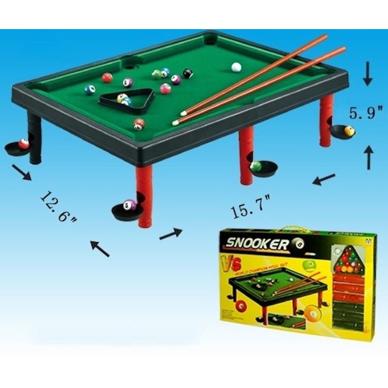 16" x 13" TABLE TOP POOL SNOOKER GAME SET gift game toy miniature ques balls triangles Image 1