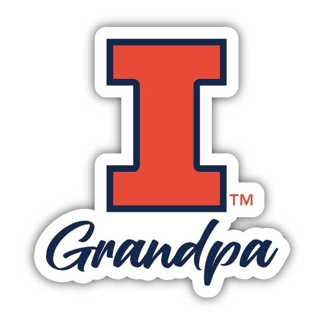 Illinois Fighting Illini 4 Inch Proud Grandpa Die Cut Decal Image 1