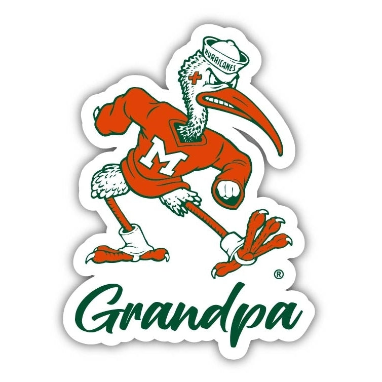 Miami Hurricanes 4 Inch Proud Grandpa Die Cut Decal Image 1