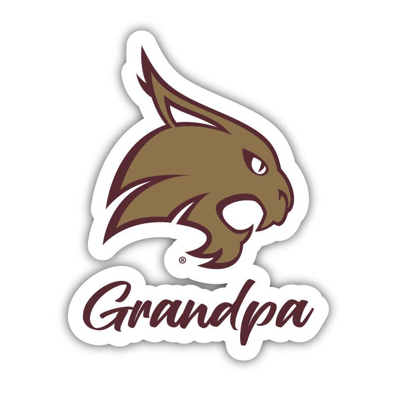 Texas State Bobcats 4 Inch Proud Grandpa Die Cut Decal Image 1