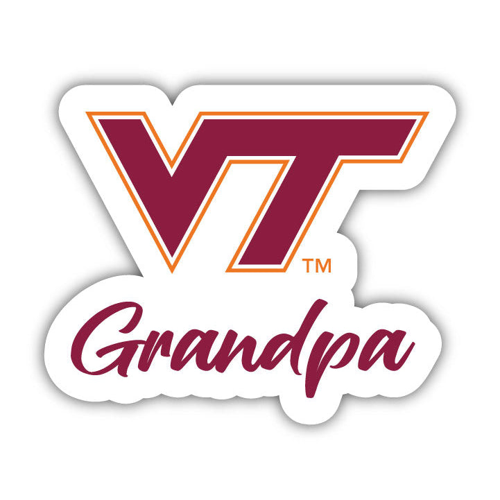 Virginia Tech Hokies 4 Inch Proud Grandpa Die Cut Decal Image 1