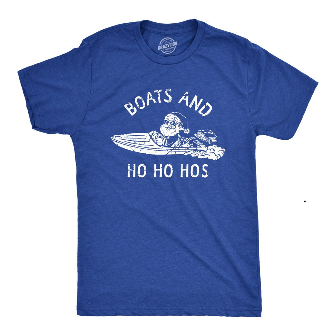 Mens Boats And Ho Ho Hos T Shirt Funny Xmas Sailor Santa Joke Tee For Guys Image 1