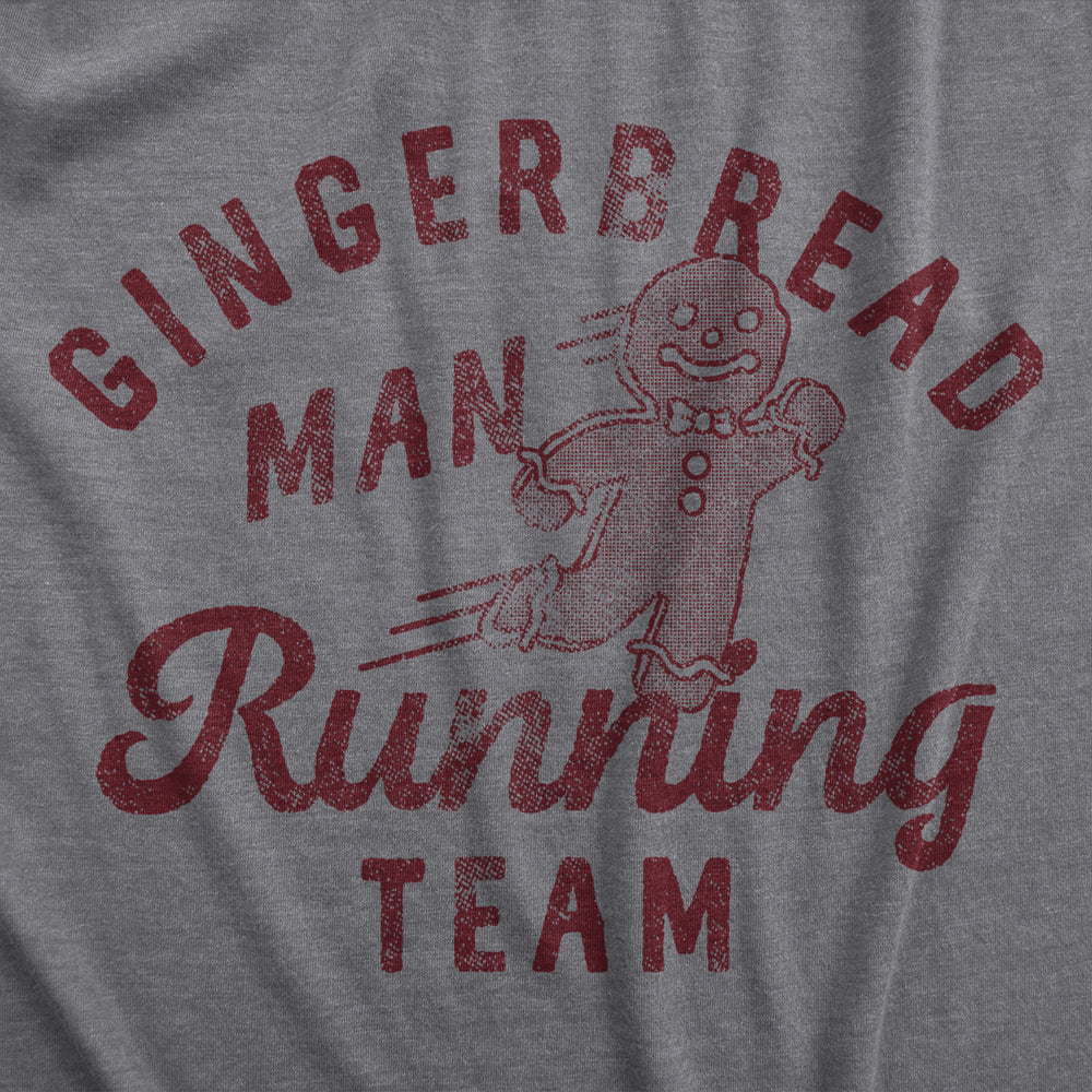 Mens Gingerbread Man Running Team T Shirt Funny Xmas Cookie Sprinting Joke Tee For Guys Image 2