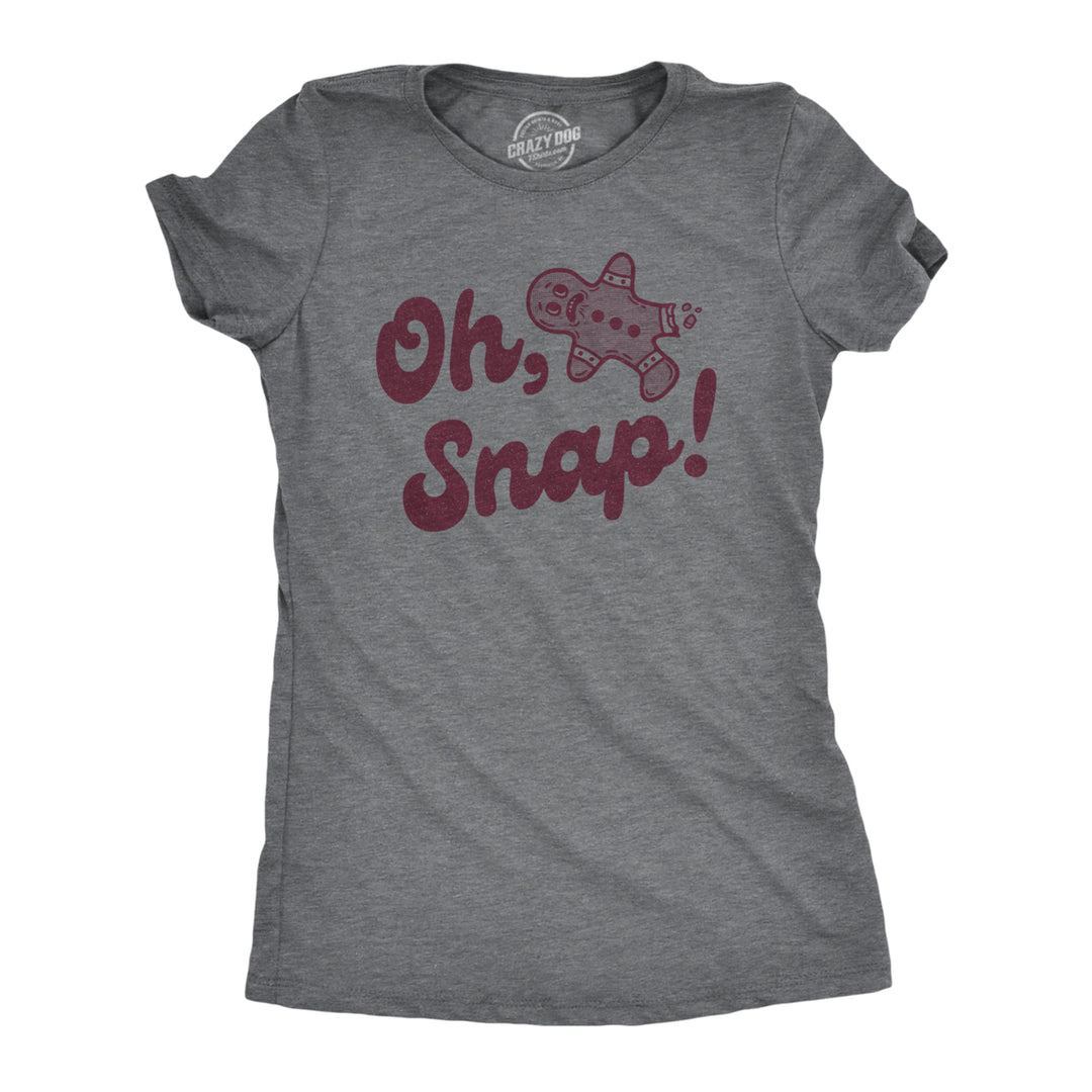 Womens Oh Snap T Shirt Funny Xmas Gingerbread Cookie Broken Leg Tee For Ladies Image 1