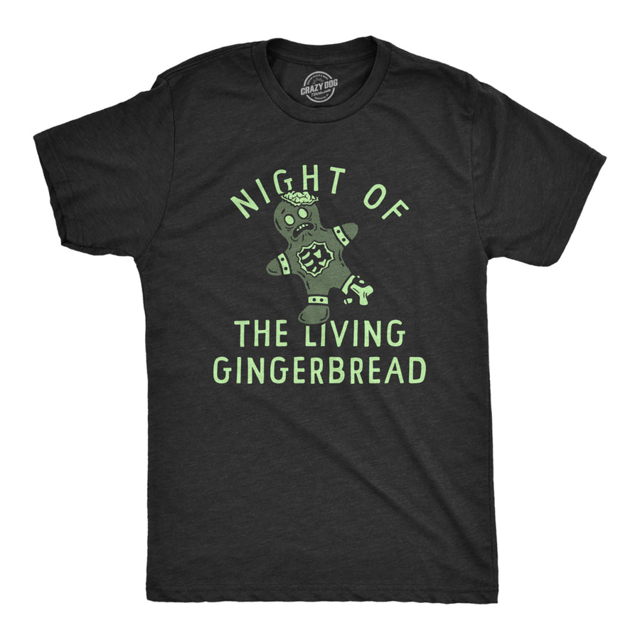 Mens Night Of The Living Gingerbread T Shirt Funny Spooky Dead Xmas Cookie Tee For Guys Image 1