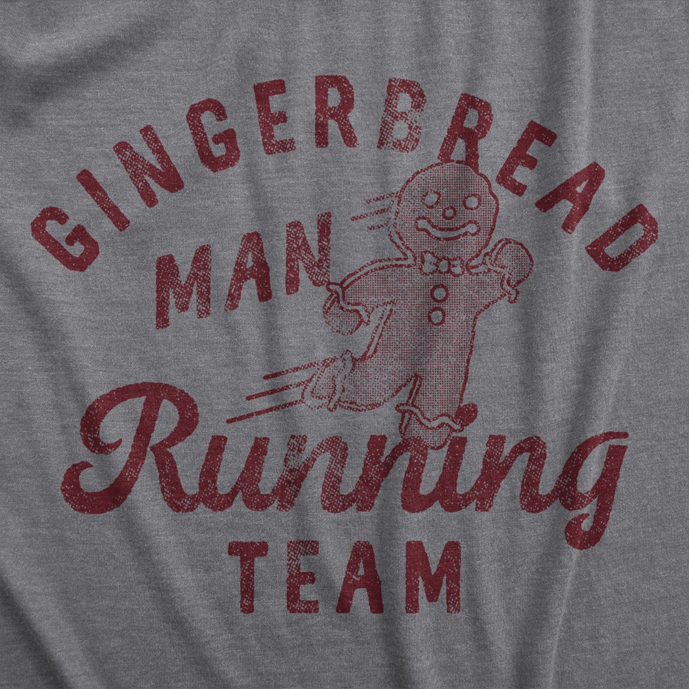 Womens Gingerbread Man Running Team T Shirt Funny Xmas Cookie Sprinting Joke Tee For Ladies Image 2