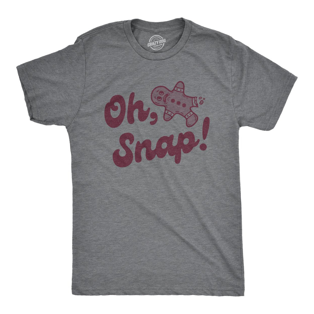 Mens Oh Snap T Shirt Funny Xmas Gingerbread Cookie Broken Leg Tee For Guys Image 1