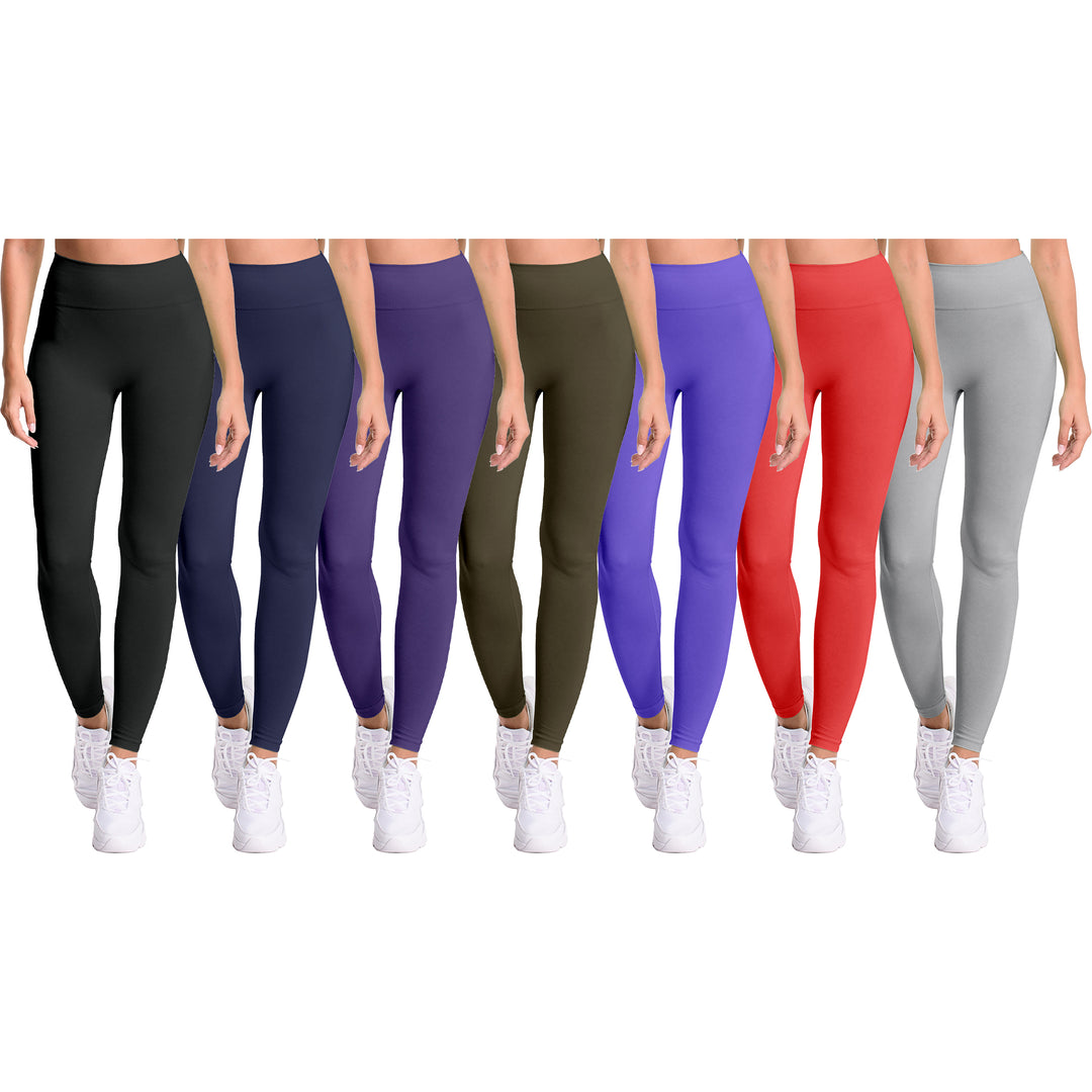 Womens Fleece-Lined Seamless Yoga Pants 2-Pack Soft Stretch Athletic Leggings Image 2